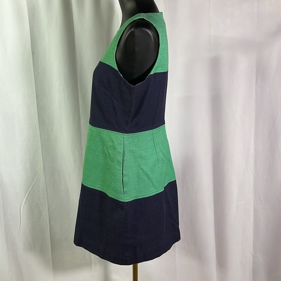 NWT Banana Republic Navy & Green Striped Sleeveless Cotton Sheath Dress - Picture 2 of 16